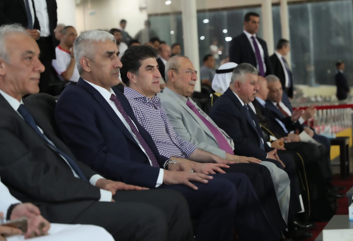 President of the Kurdistan Region Nechirvan Barzani duirng the football match between Kuwait and Saudi Arabia in Erbil, Aug. 4, 2019. (Photo: Kurdistan Region Presidency)